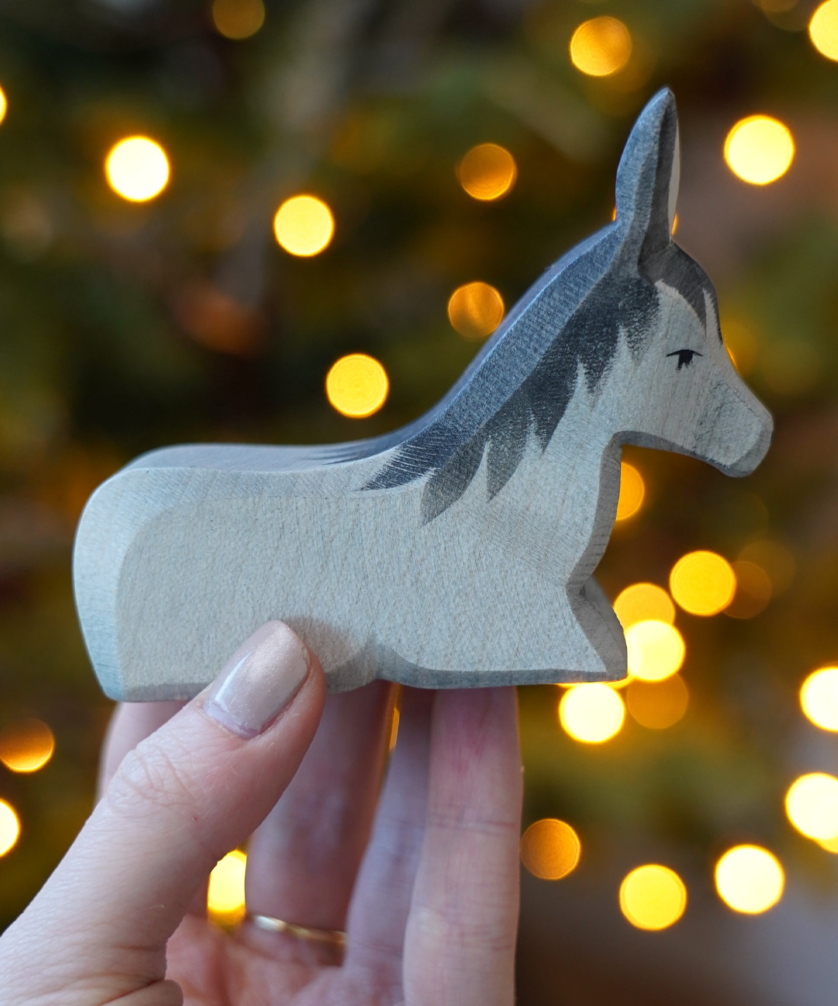 Ostheimer wooden Donkey II Toy - nativity figure or Christmas decoration - for sale at Babipur.