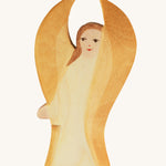 Ostheimer Guardian Angel - White. A beautiful Guardian Angel in a white robe, with yellow wings and a kind face, on a cream background