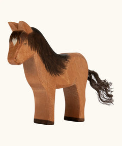 Ostheimer handcrafted Hrokur the Icelandic horse with hand painted brwon body, dark brown hair and black rope tail