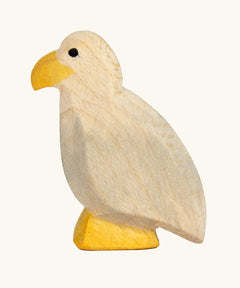 Ostheimer handcrafted wooden small bald eagle figure with unpainted body and hand painted yellow beak and feet