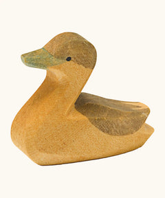 Ostheimer handcrafted wooden small Canada goose figure with handpainted brown body and pale blue beak