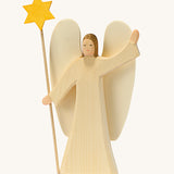 Ostheimer Angel With Star. This festive angel has two large wings on its back, and the star is being held on top of a long thin piece of wood