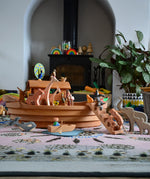 Ostheimer wooden Noah’s Ark with hand-painted animals and figures, handmade in Germany. Ideal for small world storytelling and open-ended play, sold at Babipur