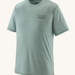 The Patagonia Men's Capilene Cool Merino Graphic T-Shirt in thermal blue, with a small logo on the left of the chest