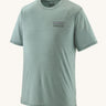 The Patagonia Men's Capilene Cool Merino Graphic T-Shirt in thermal blue, with a small logo on the left of the chest