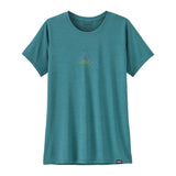 The front of the Patagonia Women's Cap Cool Daily Graphic Shirt in wetland teal blue