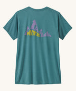 Patagonia Women's Cap Cool Daily Graphic Shirt in a wetland blue teal colour, with a Patagonia logo.