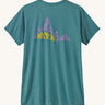 Patagonia Women's Cap Cool Daily Graphic Shirt in a wetland blue teal colour, with a Patagonia logo.