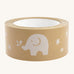 Babipur Wide Kraft Eco Paper Tape with white Elephant Print on a cream background