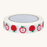 Babipur Eco Kraft Tape in white, with a fun apple repeat print. On a cream background