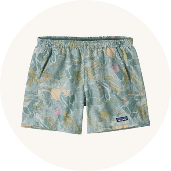 Patagonia Women's Baggies™ Shorts in blue Moon Tripper print to represent Patagonia adult bottoms, shorts and leggings at Babipur.