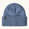Patagonia adult brodeo beanie hat on barnacle blue available at Babipur. A soft knit style beanie with turn up brim and logo patch on the side