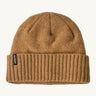 Patagonia adult brodeo beanie hat in talon gold available at Babipur. A soft knit style beanie with turn up brim and logo patch on the side