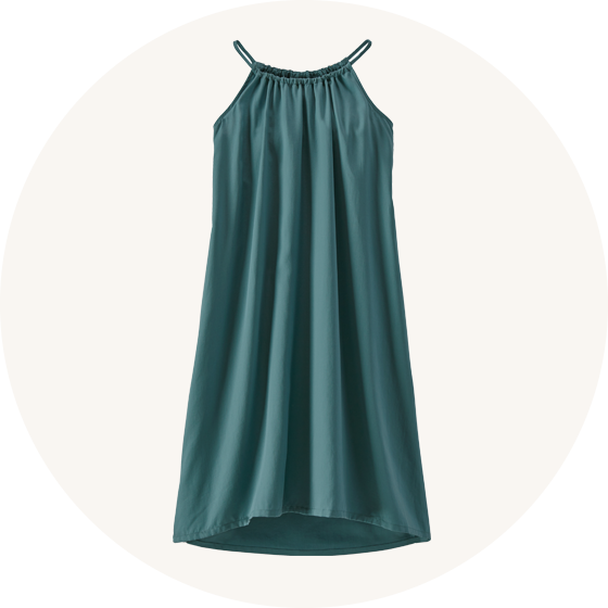 Patagonia Women's June Lake Swing Dress Abalone Blue to represent Patagonia women's skirts and dresses at Babipur.