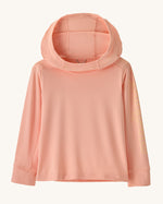Patagonia little kids organic cotton fitz roy superbloom hoody in peach with light yellow brand text on sleeve 