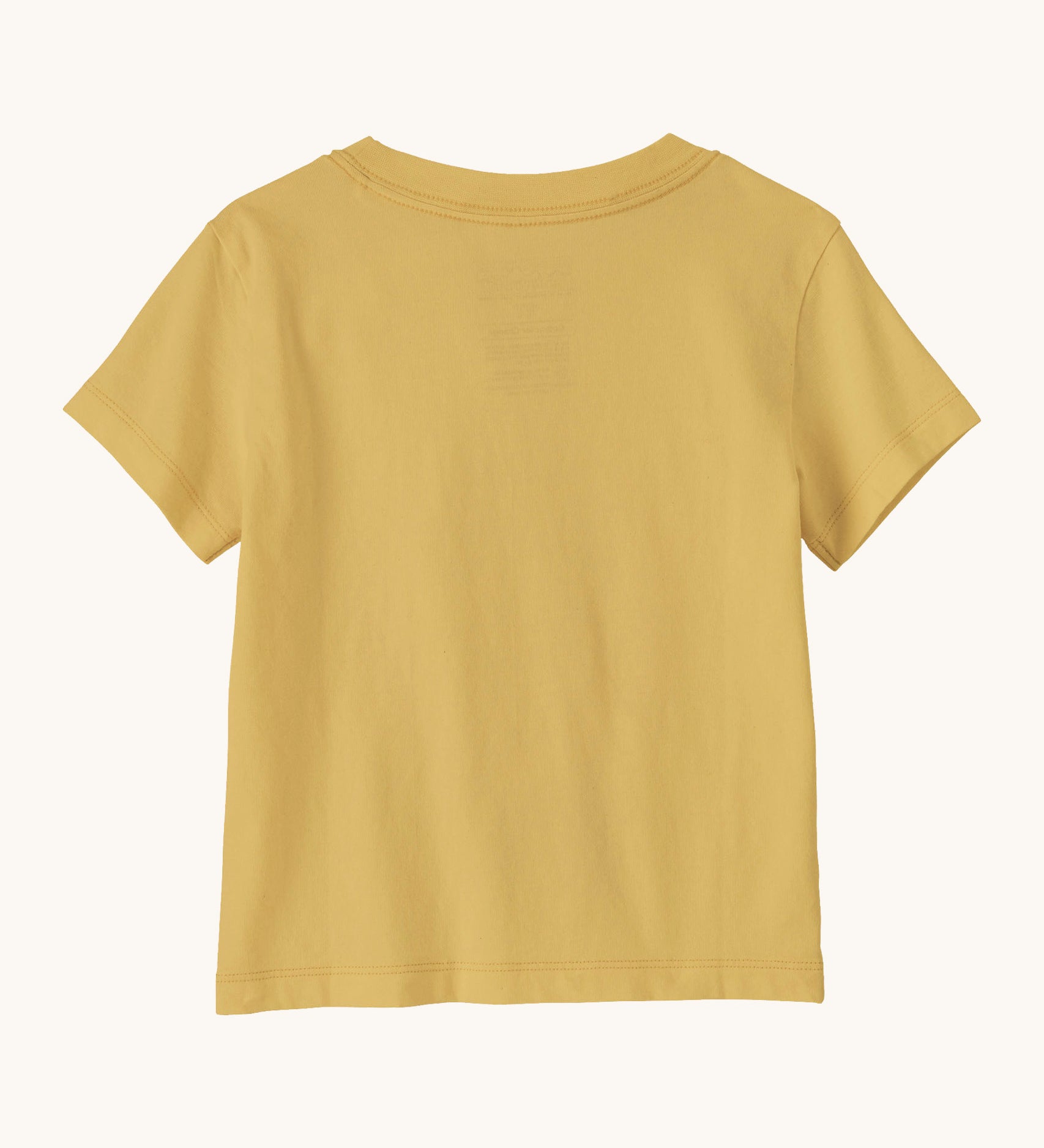 Back of Patagonia organic cotton baby graphic short sleeve t-shirt in yellow 