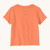 Back of Patagonia organic cotton baby graphic short sleeve t-shirt in pastel orange 