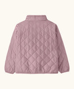 Back of Patagonia's Little Kids Nano Puff Jacket in pale purple. Jacket has diamond quilting 