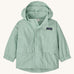 Patagonia little kids recycled nylon outdoor everyday jacket in mint green. Shows full length front popper, front velcro pockets