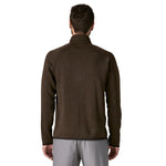 The back of a man wearing the Patagonia men's better sweater in otter brown available at Babipur.