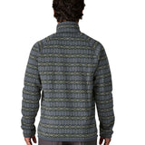 The back of the Patagonia men's better sweater in woven together/sunken blue design available at Babipur. 