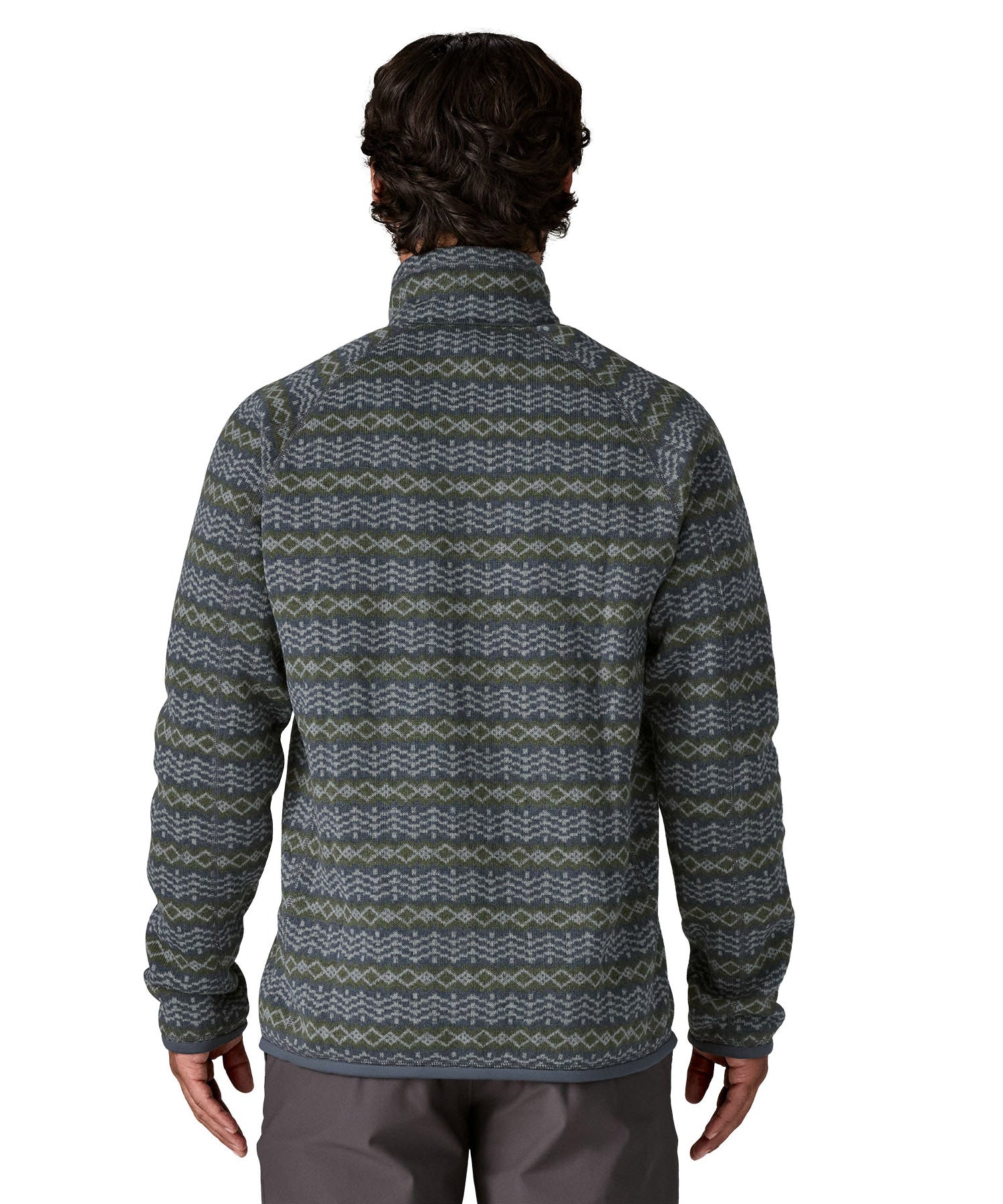 The back of the Patagonia men's better sweater in woven together/sunken blue design available at Babipur. 