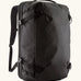 Patagonia 45 litre black hole weather resistant travel backpack in all black. Features padded shoulder pads, zipper fasteners and a carry handle
