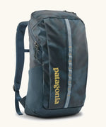 Patagonia 100% recycled polyester black hole 25 litre backpack in teal. Features padded shoulder straps, top compartment and mesh side pockets