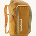 The Patagonia Black Hole Pack 32 litre capacity backpack in a Beeswax Tan golden yellow colour with teal details.