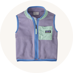 Patagonia Baby Synchilla Fleece Vest in Concrete Purple to represent Patagonia children's clothing at Babipur.