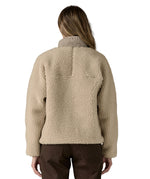 The back of the Patagonia classic retro x women's jacket in natural available at Babipur. 