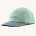 Patagonia organic cotton fitz roy trad cap in mint green with dark green visor brand text on the front. 