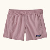 Patagonia kid's unlined quick drying baggies shorts in pale purple with elasticated small black logo label on the front. 