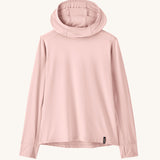 Patagonia kids capilene Doral hoody in light pink showing thumb holes