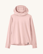 Patagonia kids capilene Doral hoody in light pink showing thumb holes