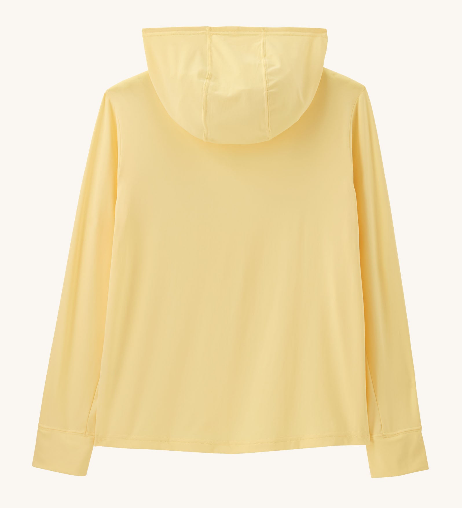 Patagonia kids capilene hoody in pastel yellow with the hood down