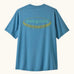Patagonia recycled polyester kids capilene short sleeve t-shirt in light blue with large oval brand patch on upper back