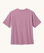 Back of Patagonia recycled polyester kids capilene short sleeve t-shirt in pastel purple 