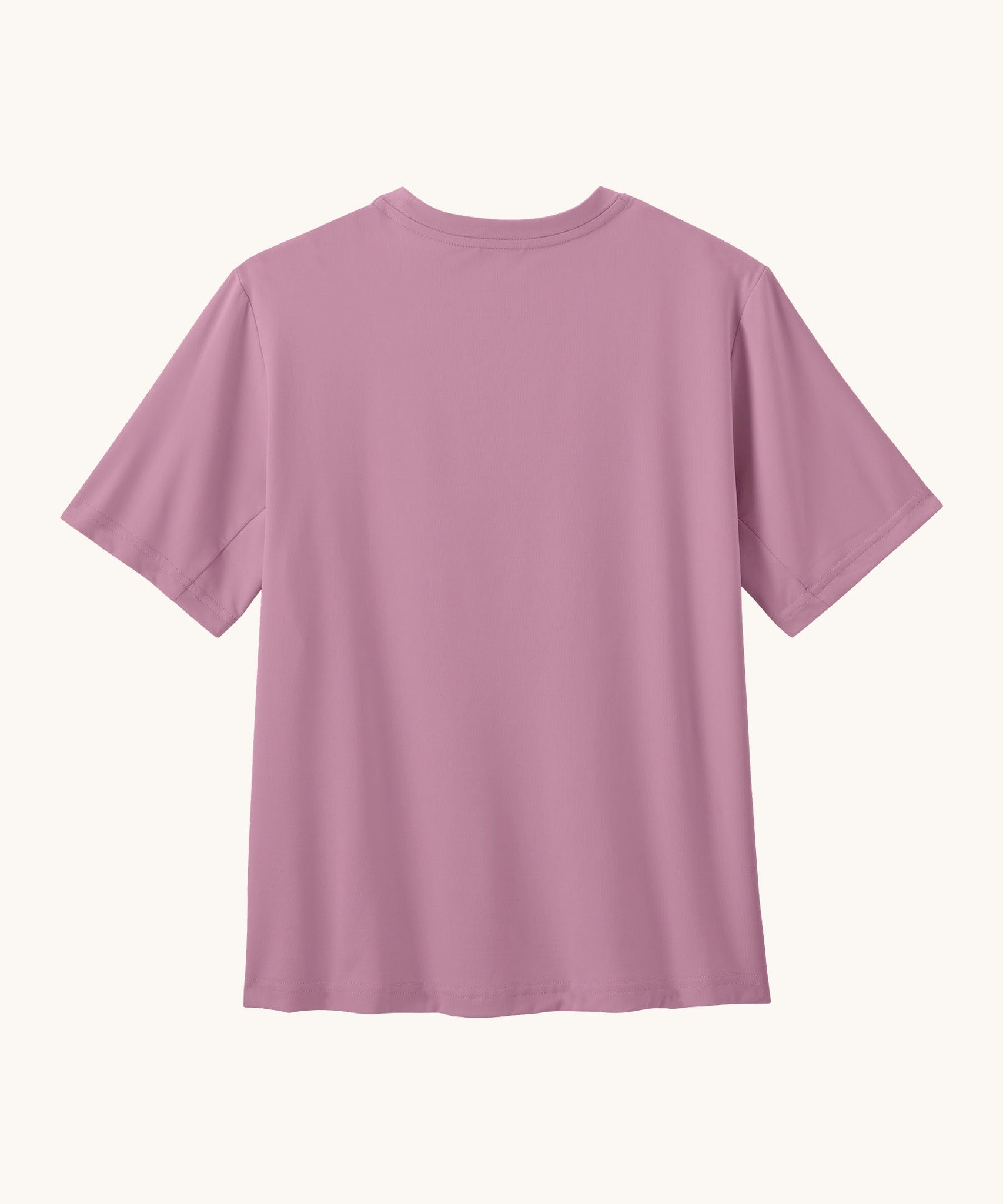Back of Patagonia recycled polyester kids capilene short sleeve t-shirt in pastel purple 