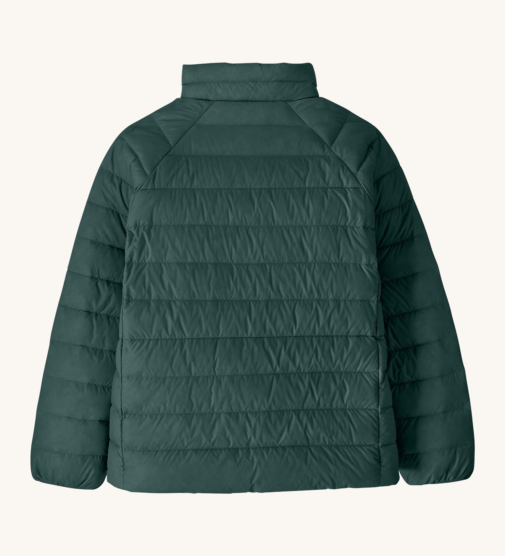The back of the Patagonia kids down sweater jacket in cascade green available at Babipur.