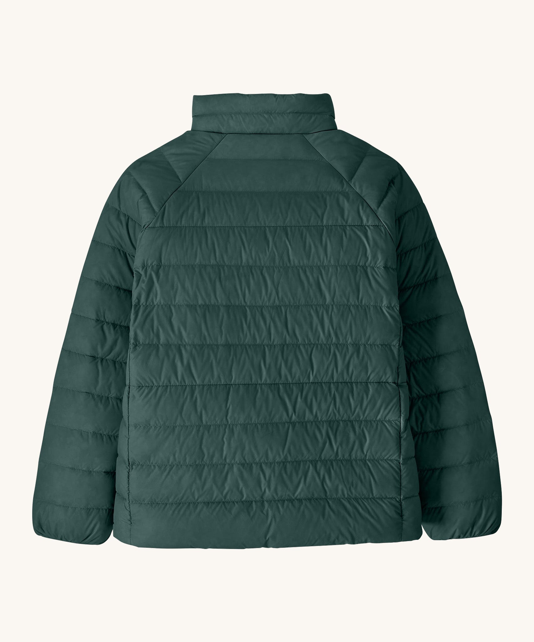 The back of the Patagonia kids down sweater jacket in cascade green available at Babipur.