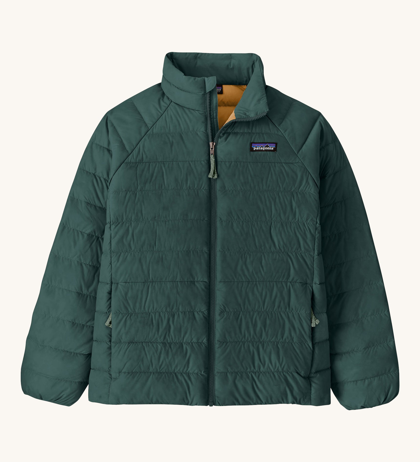 A Patagonia kidsdown sweater jacket in  cascade green available at Babipur.