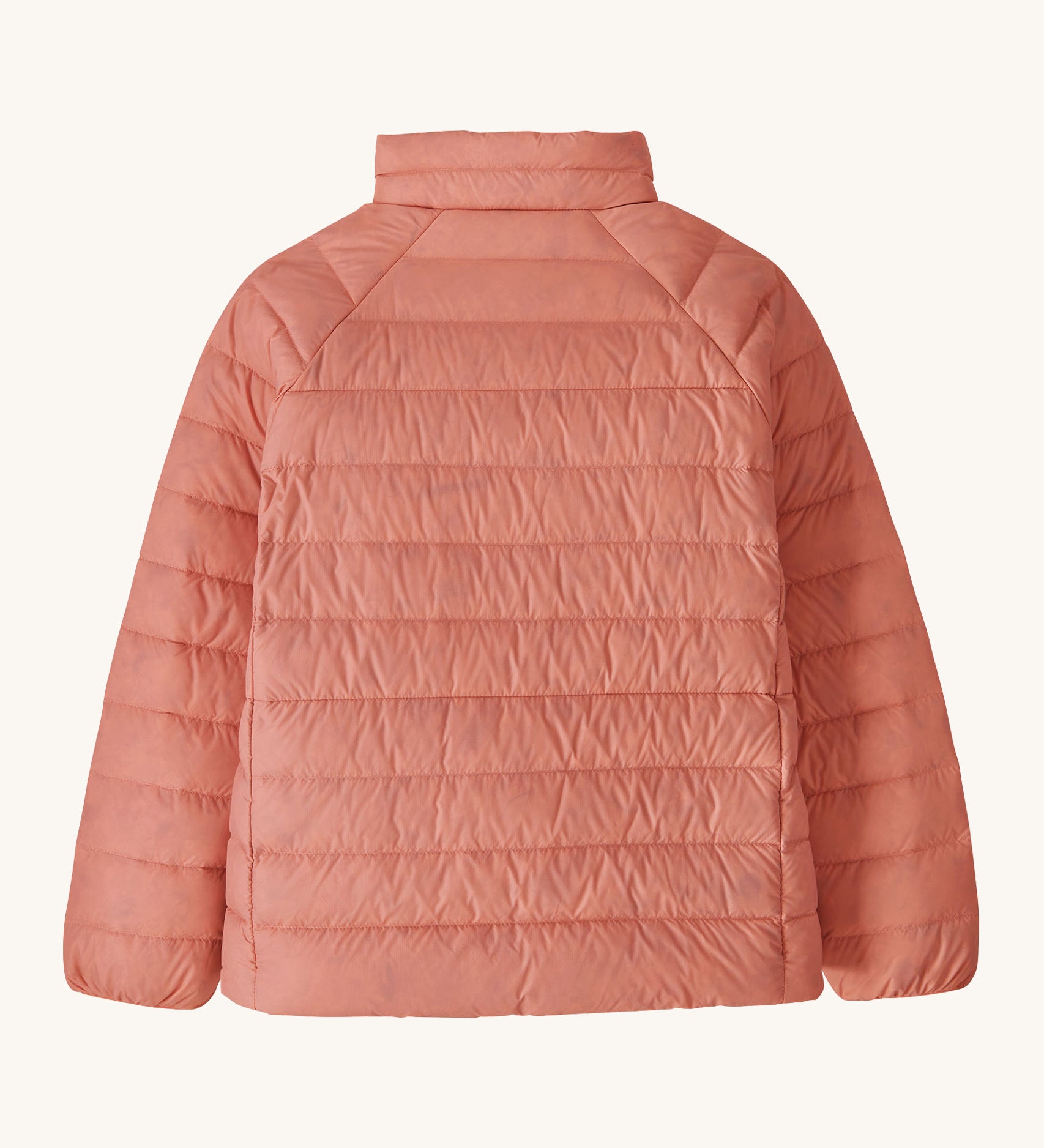 The back of the Patagonia kids down sweater jacket in moment pink available at Babipur.