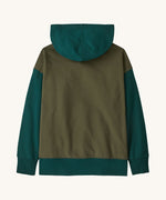 The back of the Patagonia kids full zip hoody sweatshirt in basin green available at Babipur.