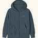 Patagonia Kids Full-Zip Hoody Sweatshirt in blue showing a full front zip, small mountain embroidery on upper chest and pouch pockets