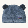 Patagonia Baby Furry Friends Fleece Hat Utility Blue, with navy blue fluffy bear ears on top