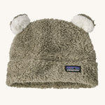 Patagonia Baby Furry Friends Fleece Hat Garden Green, with fluffy white bear ears on top