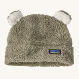 Patagonia Baby Furry Friends Fleece Hat Garden Green, with fluffy white bear ears on top