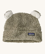Patagonia Baby Furry Friends Fleece Hat Garden Green, with fluffy white bear ears on top