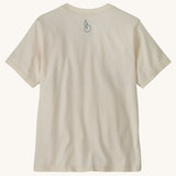 Patagona kids organic cotton short sleeve t-shirt in cream with small bird graphic on upper back